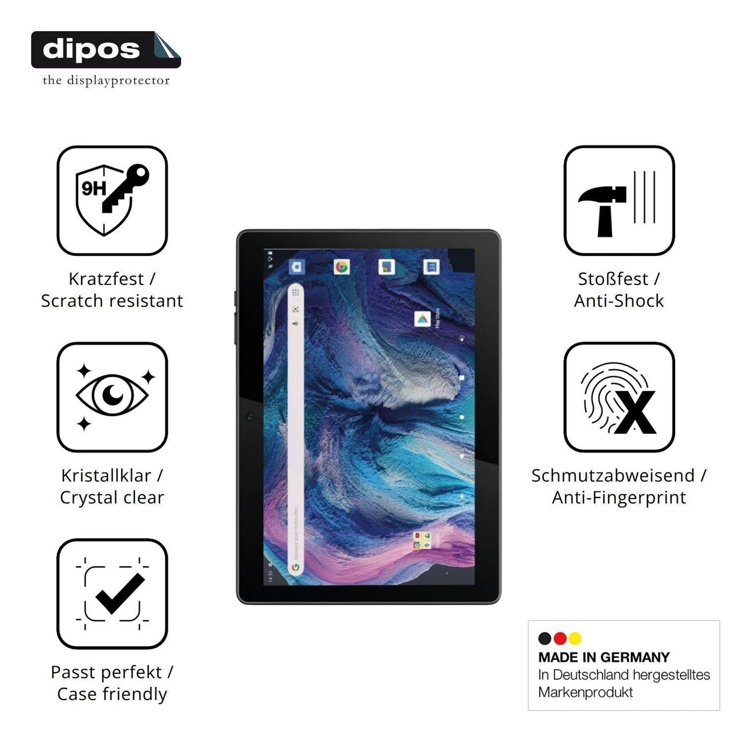 2x 9H Schutzfolie für Logicom Tab 130 Panzerfolie (7)