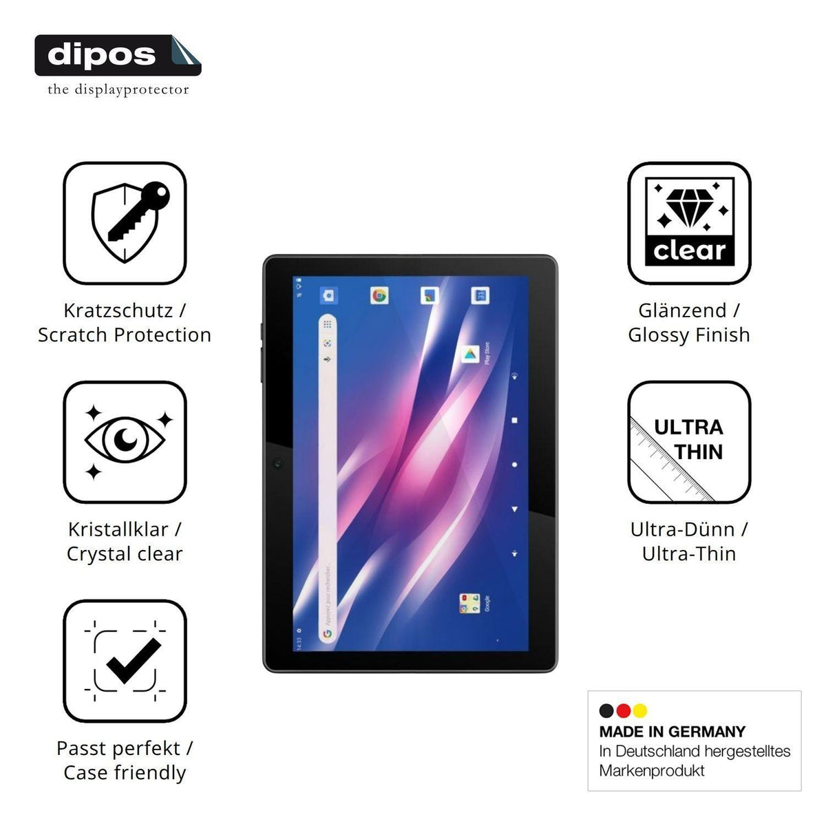 2x Schutzfolie klar für Logicom Tab Link 4G 104 Di (7)