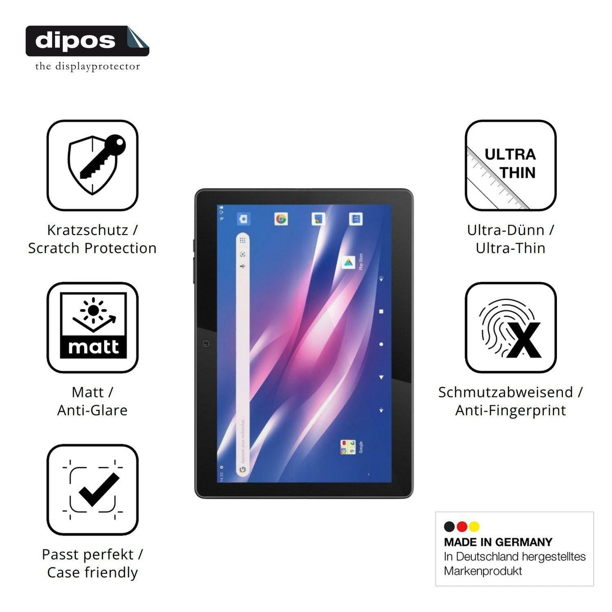 2x Schutzfolie matt für Logicom Tab Link 4G 104 Di (7)
