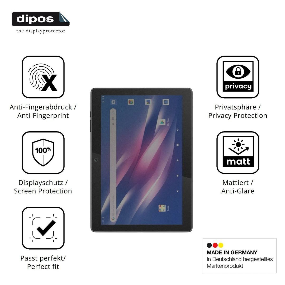 Blickschutzfolie für Logicom Tab Link 4G 104 matt  (5)