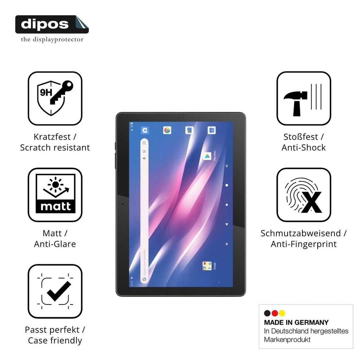 2x 9H Schutzfolie matt für Logicom Tab Link 4G 104 (7)