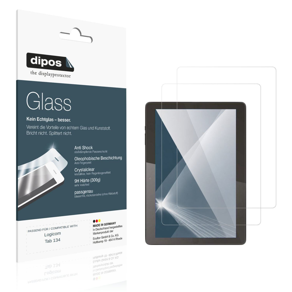 2x 9H Schutzfolie für Logicom Tab 134 Panzerfolie (1)