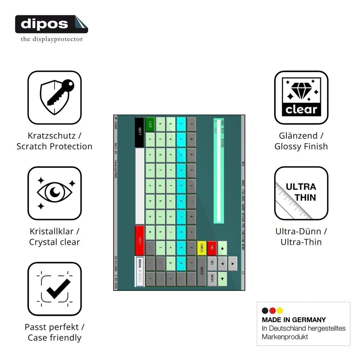 2x Schutzfolie klar für Sharp UP-3500 12.1 Display (7)