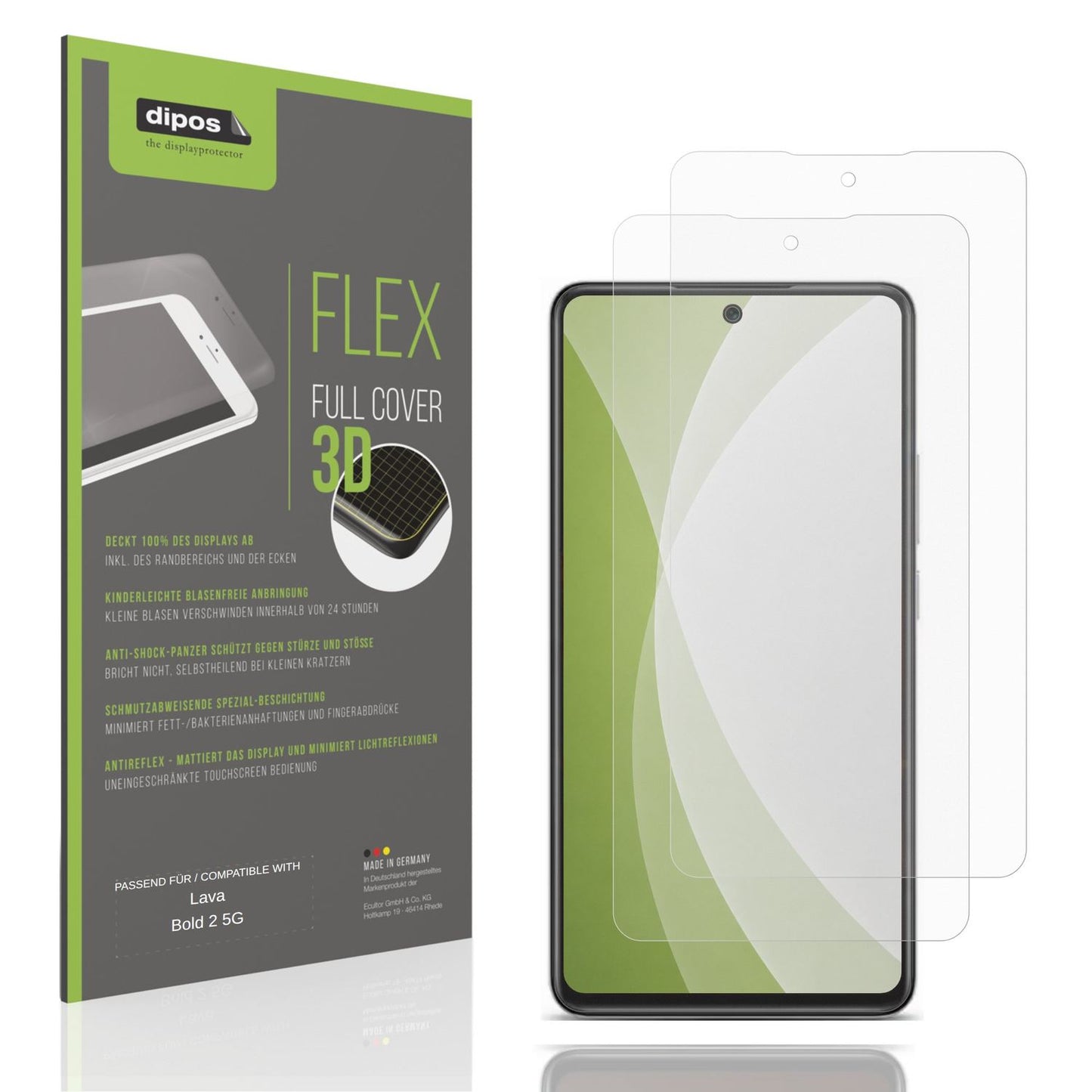 2x Full Cover Schutzfolie matt für Lava Bold 2 5G (1)