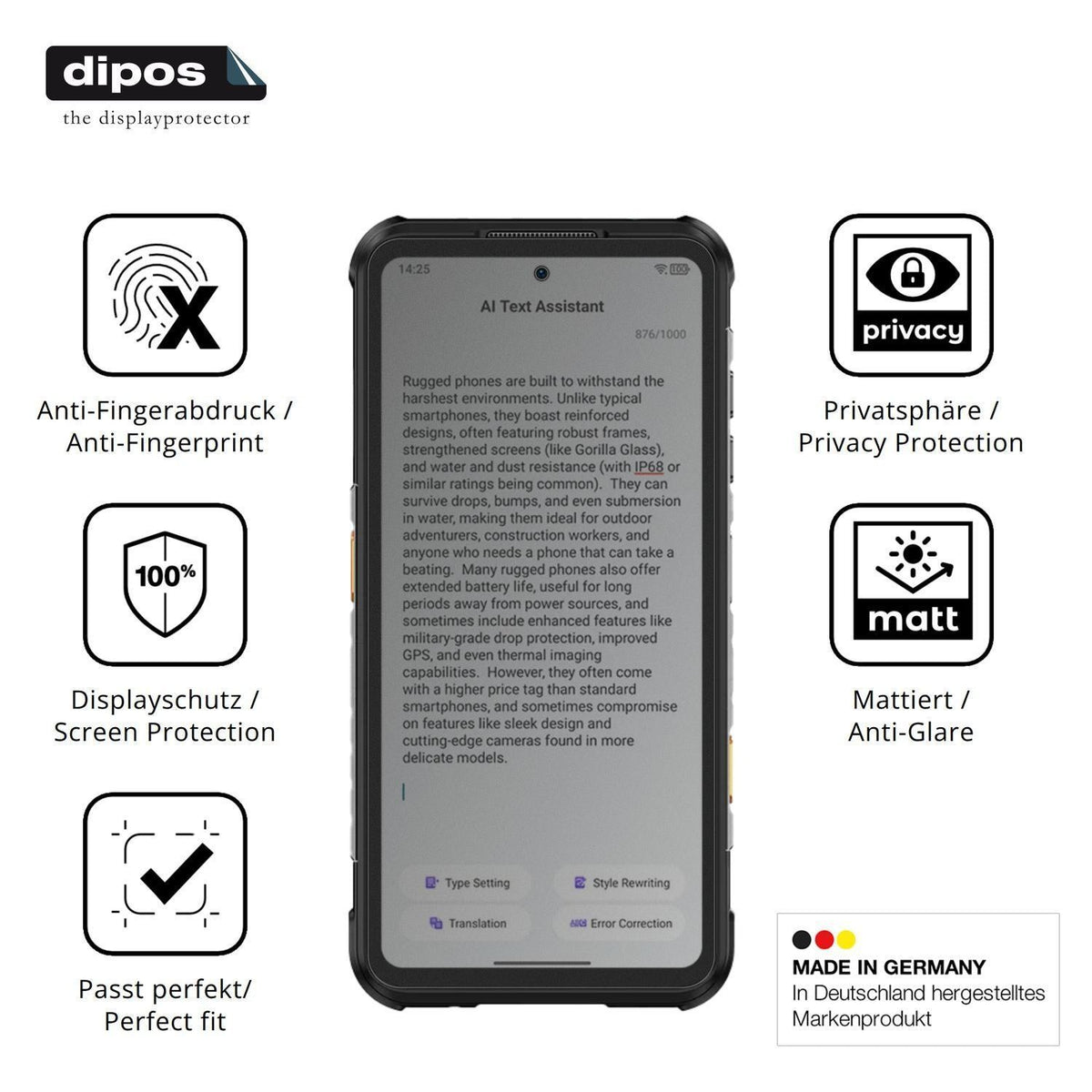 Blickschutzfolie für Ulefone RugOne Xever 7 matt S (5)