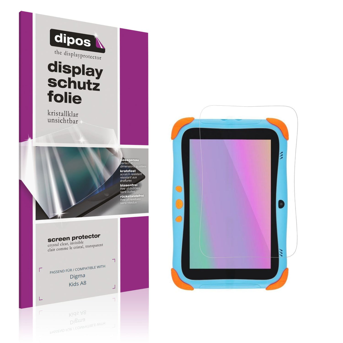 2x Schutzfolie klar für Digma Kids A8 Display-Schu (1)