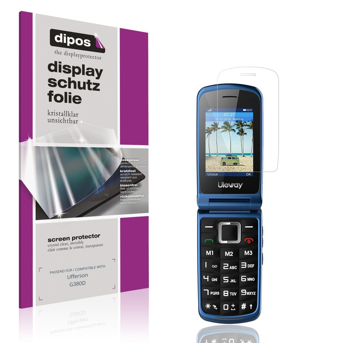 4x Schutzfolie klar für Ufferson G380D Display-Sch (1)