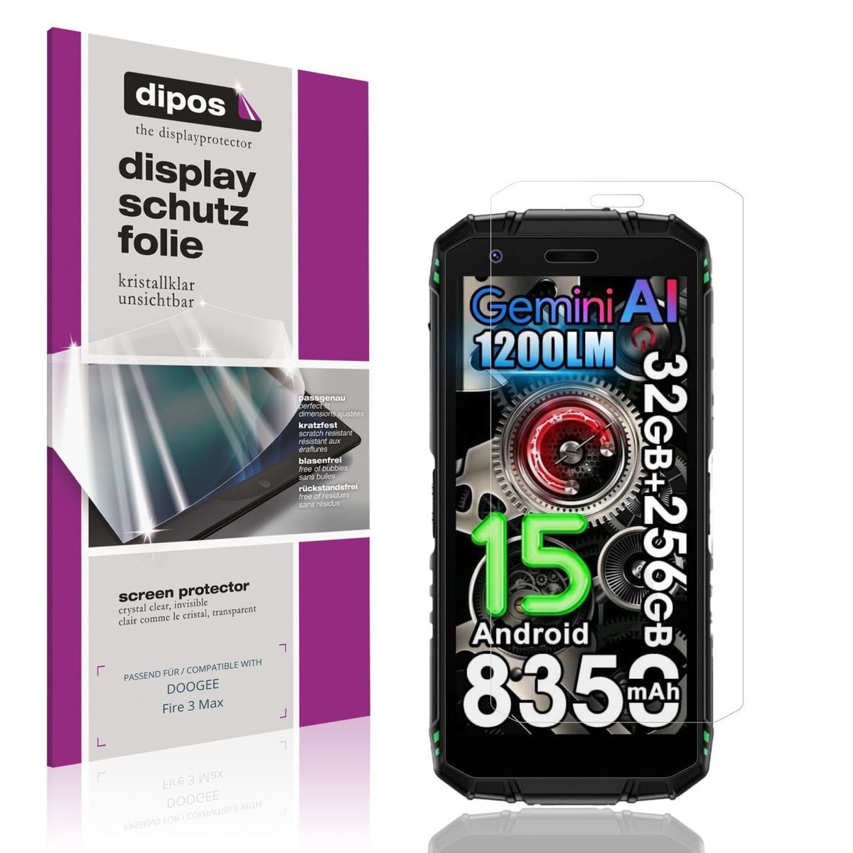 4x Schutzfolie klar für DOOGEE Fire 3 Max Display- (1)