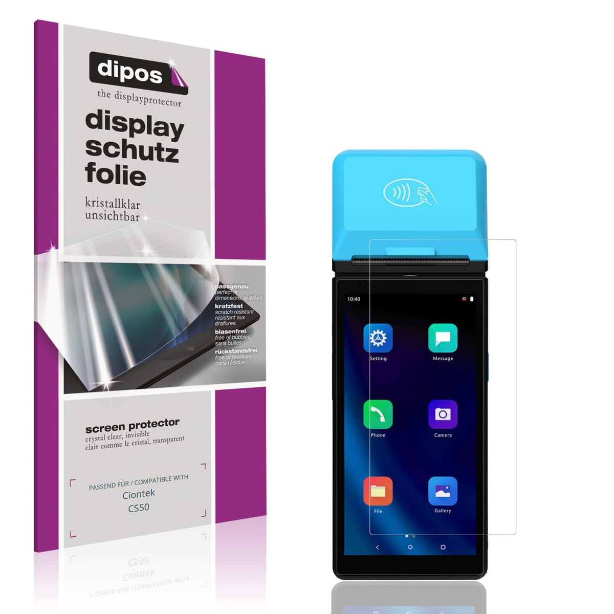 4x Schutzfolie klar für Ciontek CS50 Display-Schut (1)