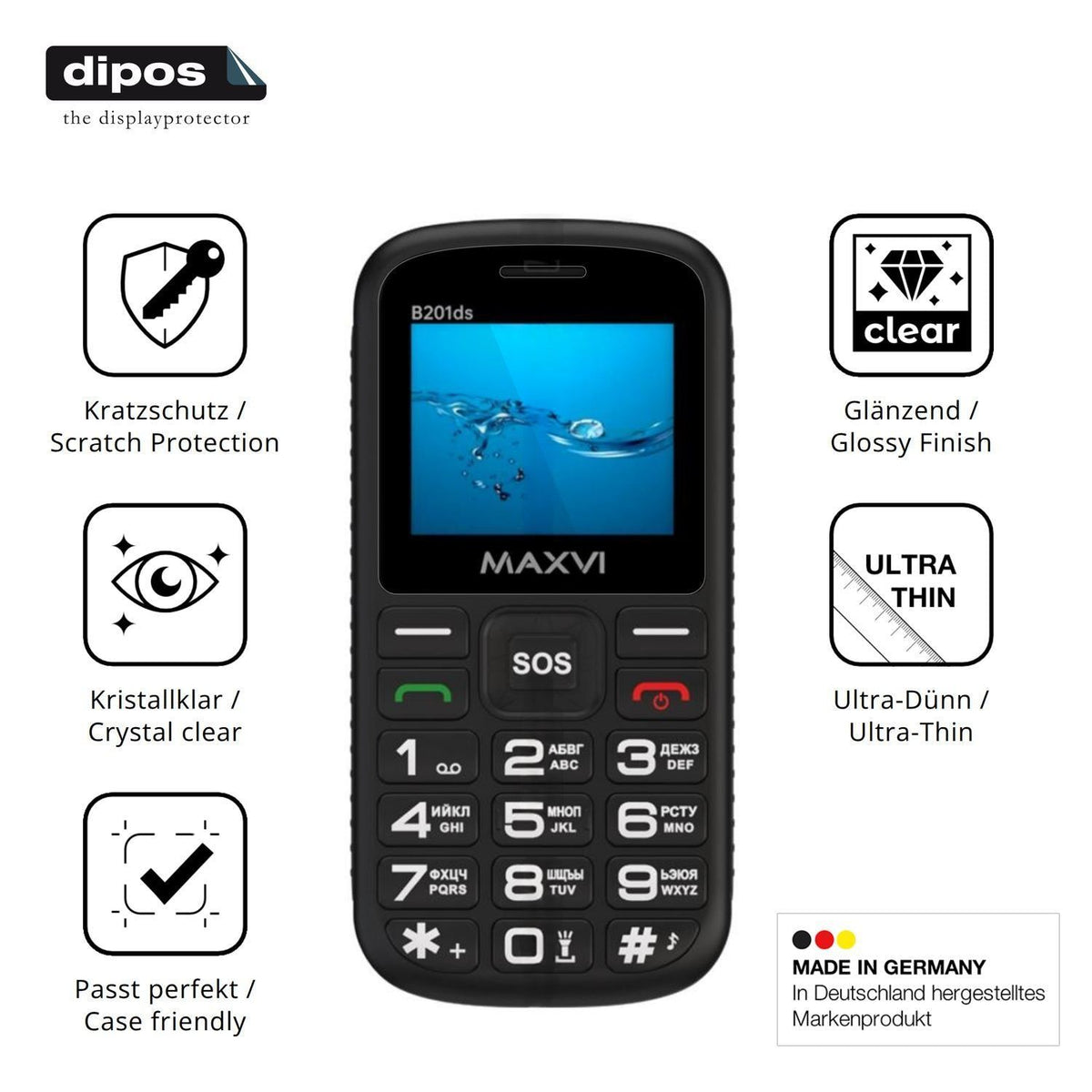 4x Schutzfolie klar für Maxvi B201ds Display-Schut (7)