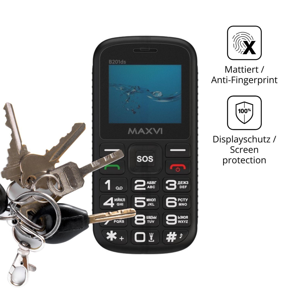 Blickschutzfolie für Maxvi B201ds matt Schutzfolie (3)
