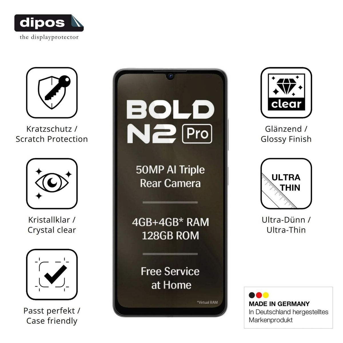 4x Schutzfolie klar für Lava Bold N2 Pro Display-S (7)