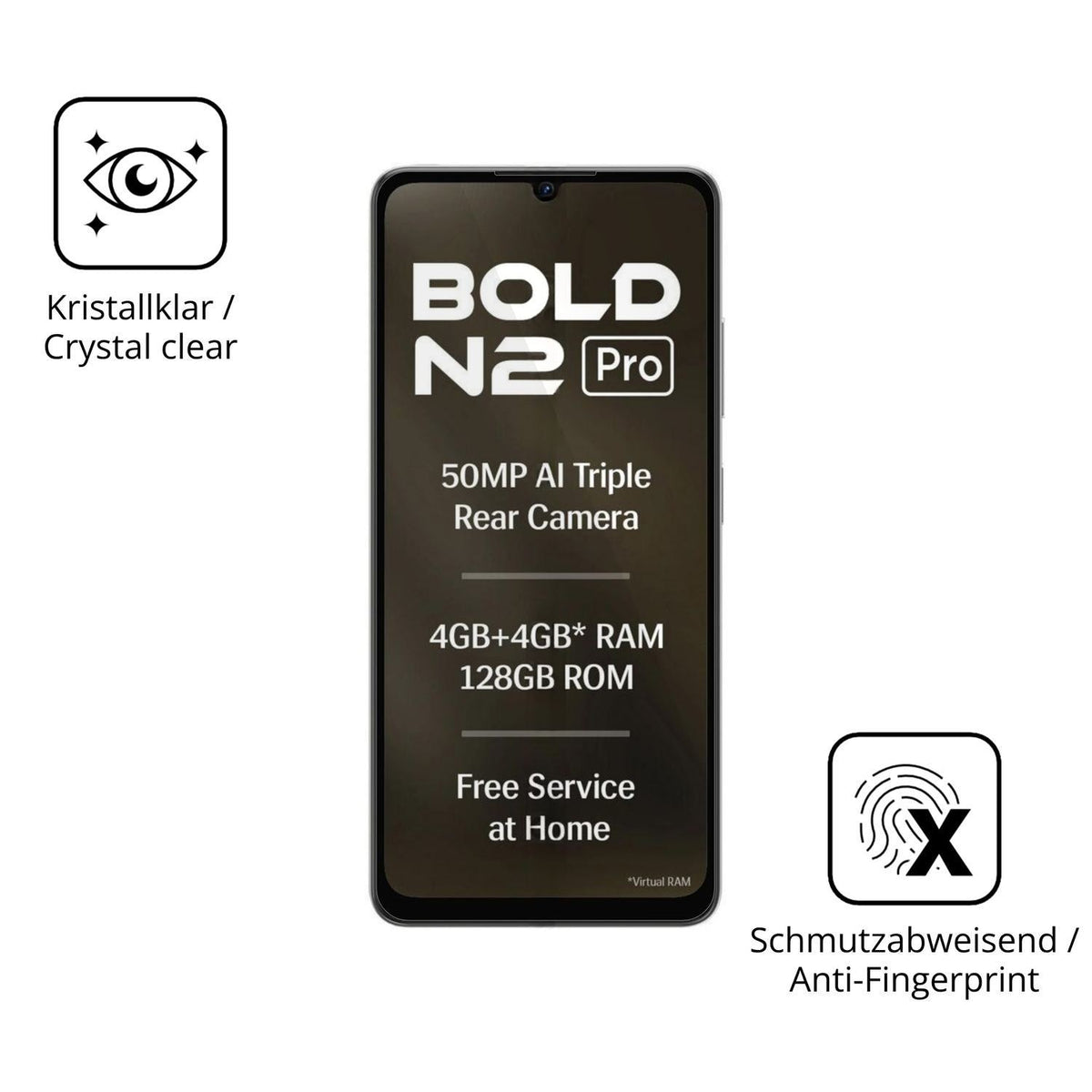 2x 9H Schutzfolie für Lava Bold N2 Pro Panzerfolie (5)