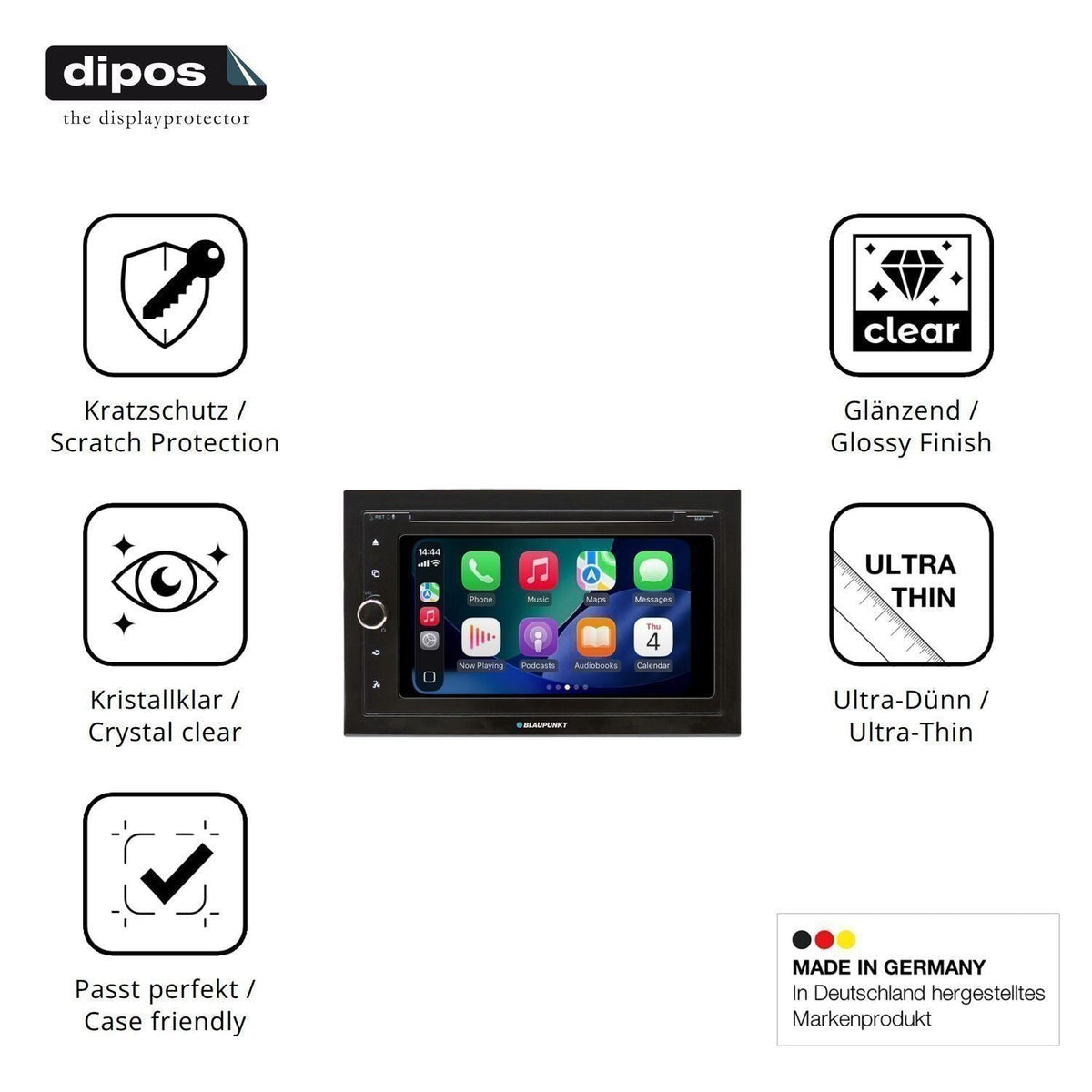 2x Schutzfolie klar für Blaupunkt Vienna 700 DAB D (7)