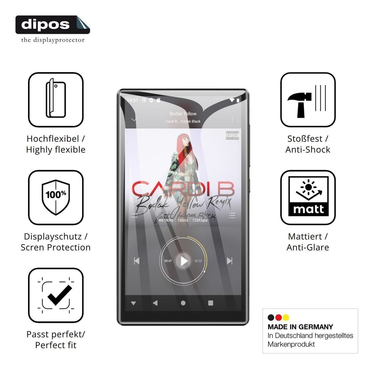 2x Full Cover Schutzfolie matt für Diofox M10 MP3- (7)