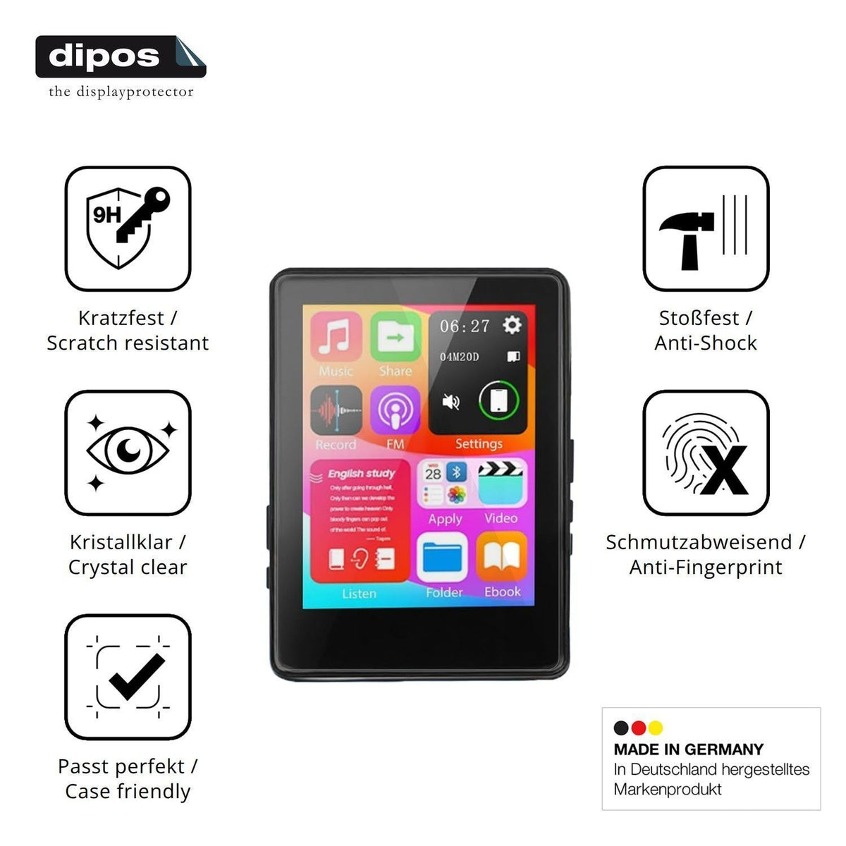 2x 9H Schutzfolie für Taichaeu D6 MP3-Player Panze (7)