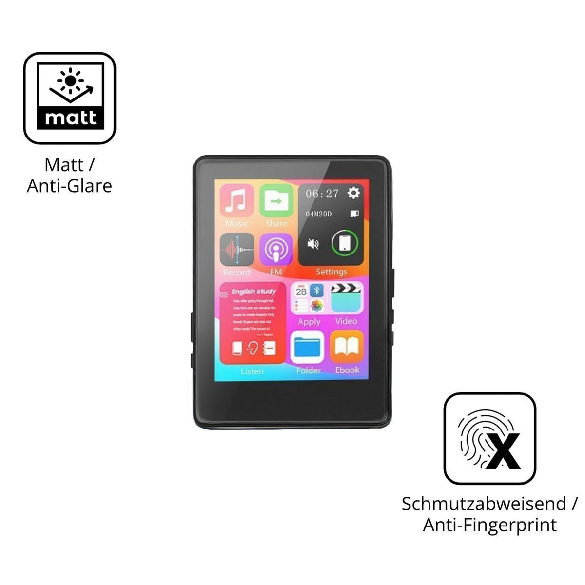 2x 9H Schutzfolie matt für Taichaeu D6 MP3-Player  (5)