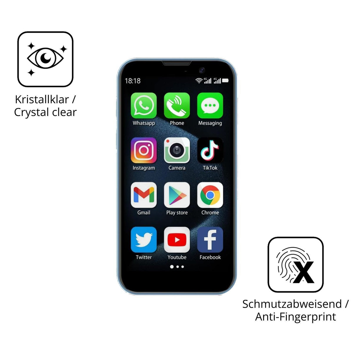 2x 9H Schutzfolie für BLKE S 18 Pro Mini-Smartphon (5)
