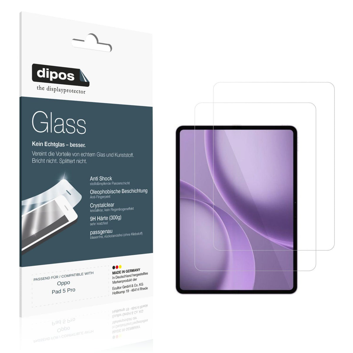 2x 9H Schutzfolie für Oppo Pad 5 Pro Panzerfolie (1)
