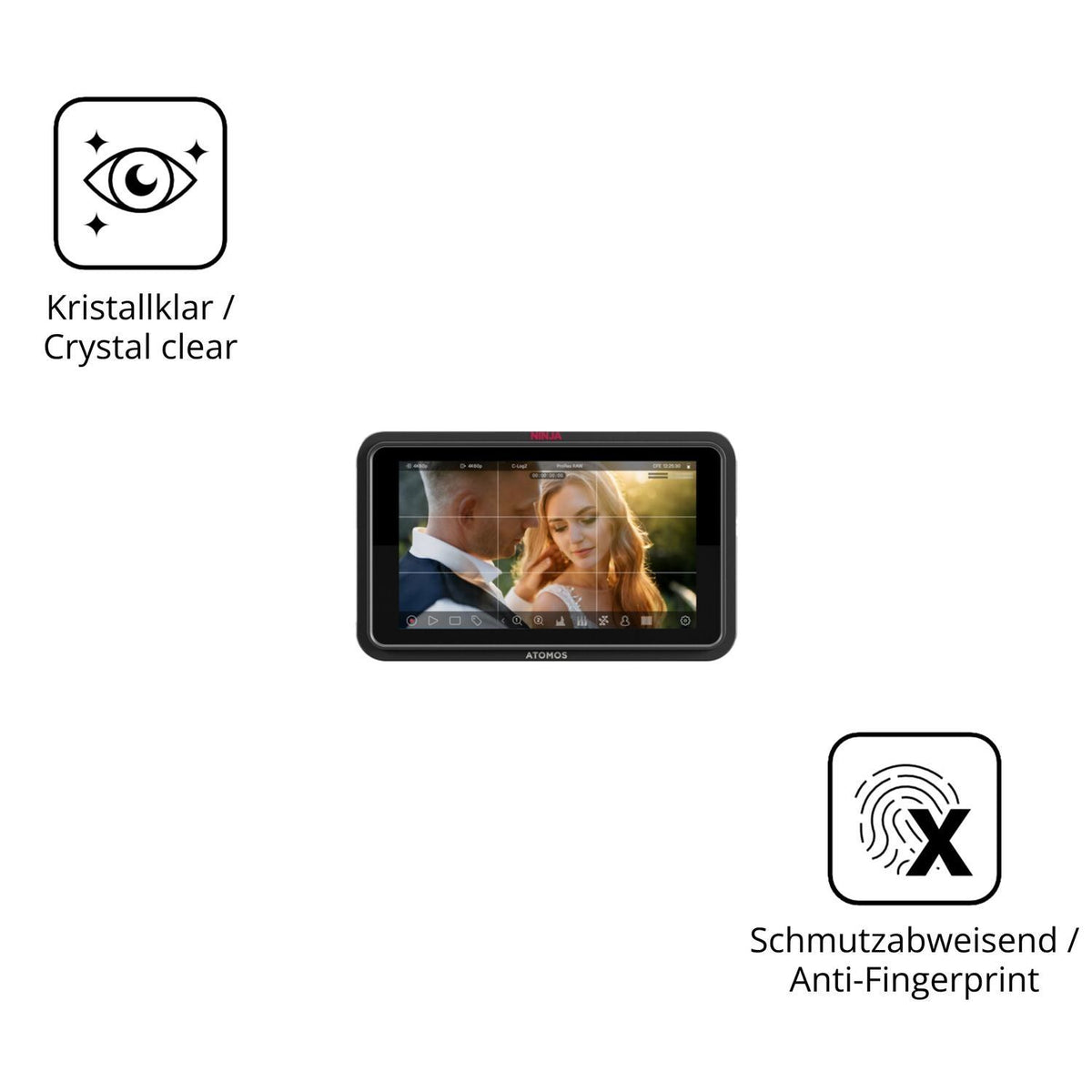 2x 9H Schutzfolie für Atomos Ninja TX GO 5 Zoll Pa (5)