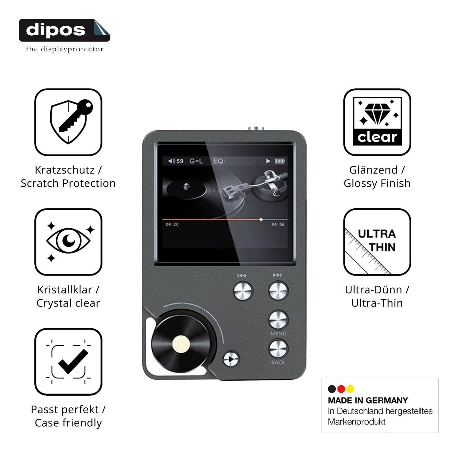 4x Schutzfolie klar für Ouitble Hi Res MP3-Player  (7)