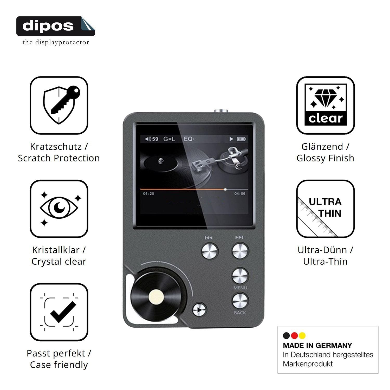 4x Schutzfolie klar für Ouitble Hi Res MP3-Player  (7)