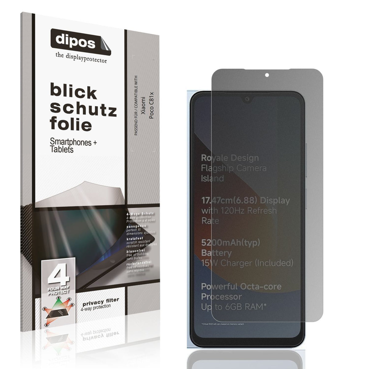 Blickschutzfolie für Xiaomi Poco C81x matt Schutzf (1)