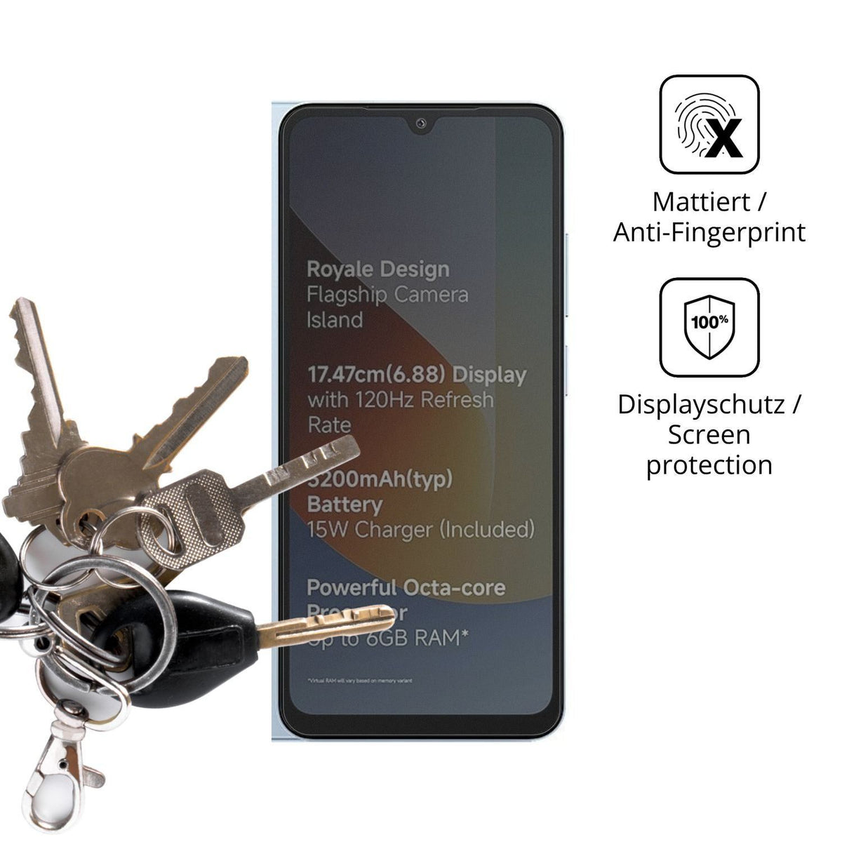 Blickschutzfolie für Xiaomi Poco C81x matt Schutzf (3)
