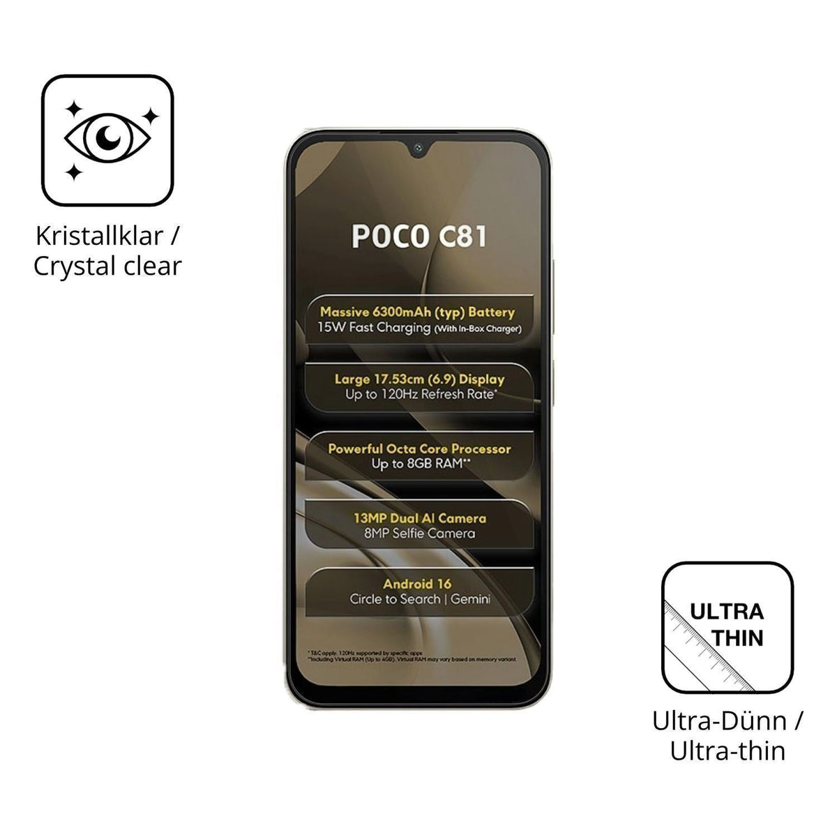 4x Schutzfolie klar für Xiaomi Poco C81 Display-Sc (5)