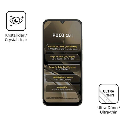 4x Schutzfolie klar für Xiaomi Poco C81 Display-Sc (5)