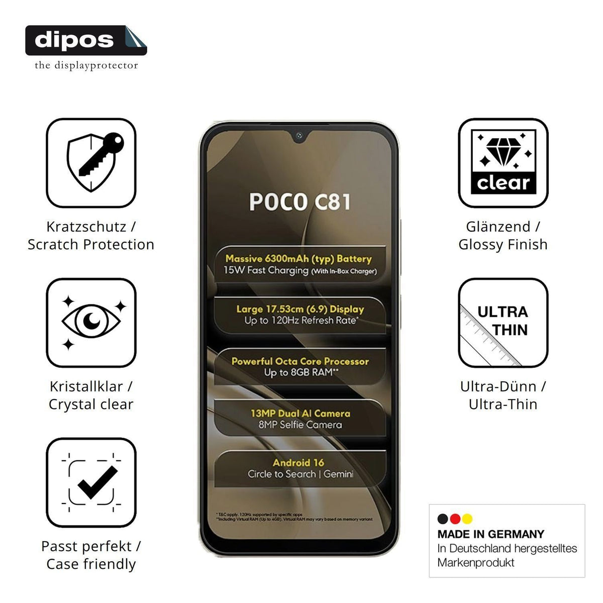 4x Schutzfolie klar für Xiaomi Poco C81 Display-Sc (7)