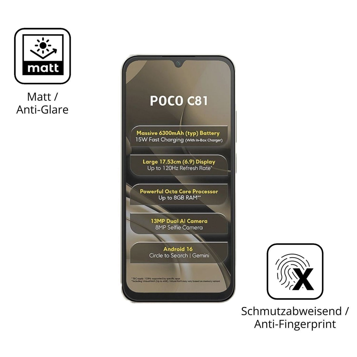 4x Schutzfolie matt für Xiaomi Poco C81 Display-Sc (5)