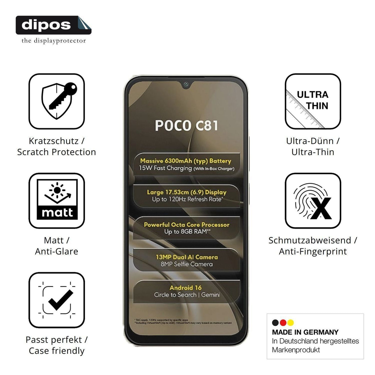 4x Schutzfolie matt für Xiaomi Poco C81 Display-Sc (7)