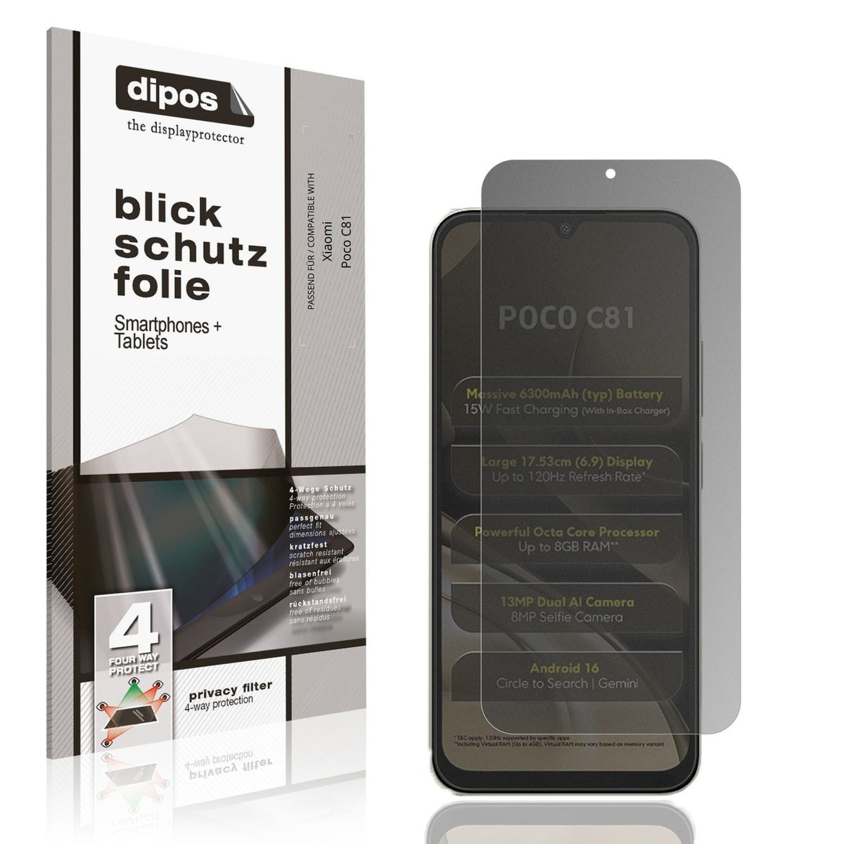 Blickschutzfolie für Xiaomi Poco C81 matt Schutzfo (1)