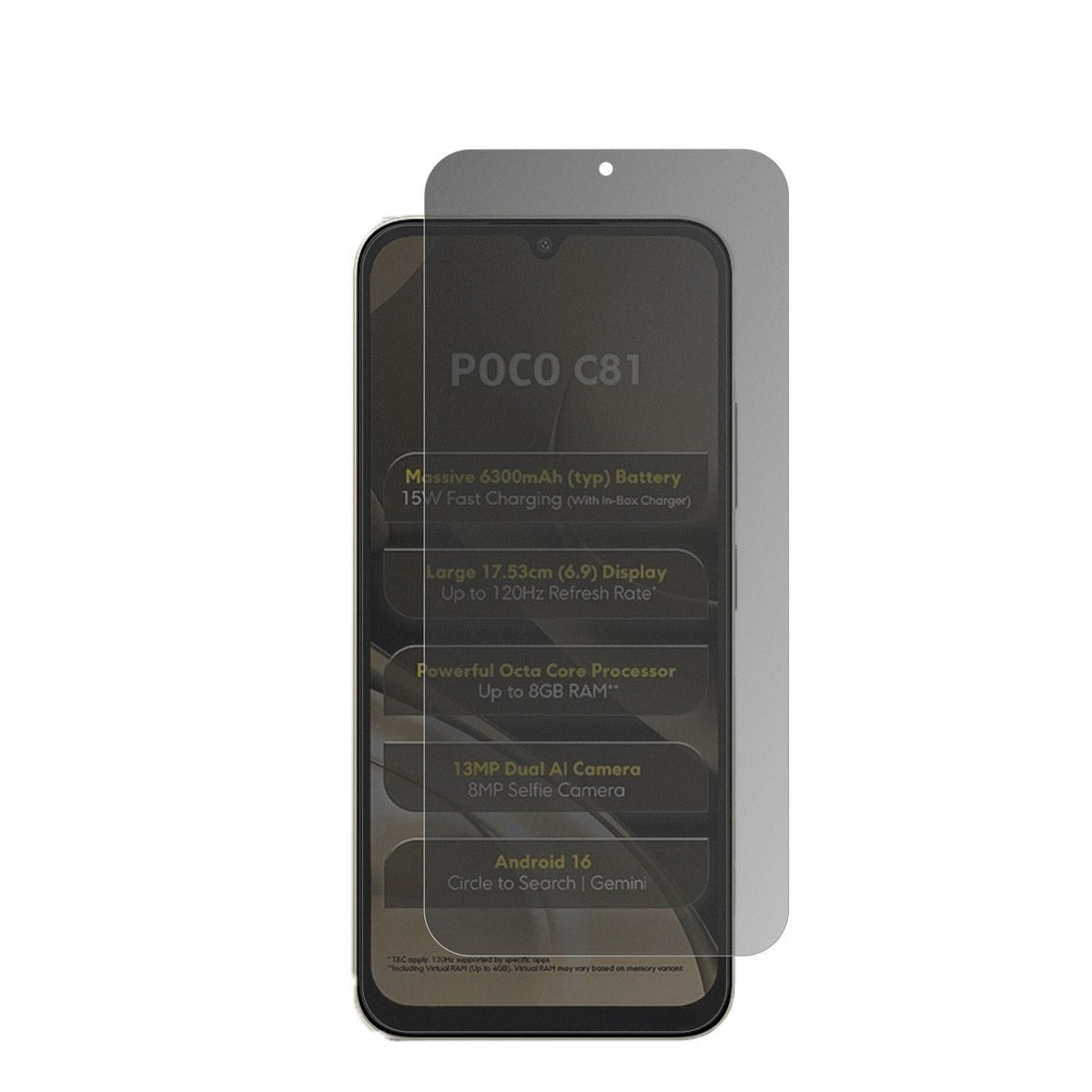 Blickschutzfolie für Xiaomi Poco C81 matt Schutzfo (2)