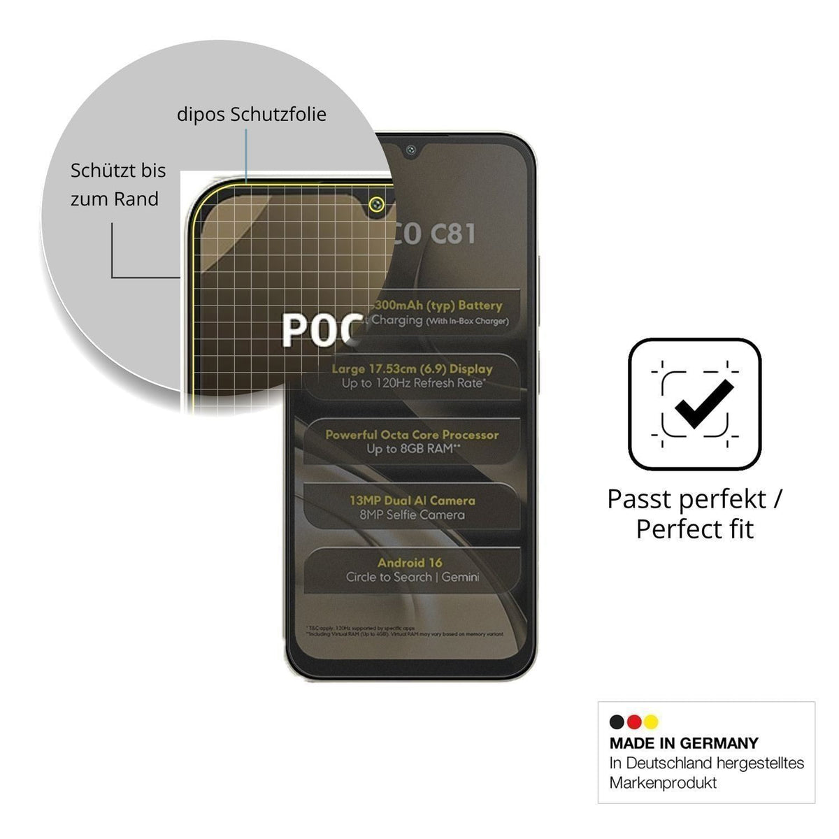 Blickschutzfolie für Xiaomi Poco C81 matt Schutzfo (4)