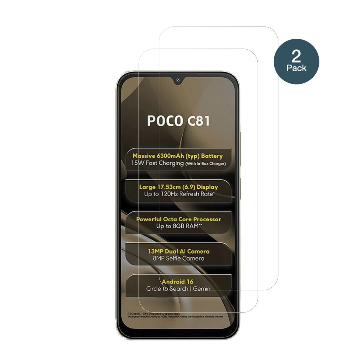 2x 9H Schutzfolie für Xiaomi Poco C81 Panzerfolie (2)