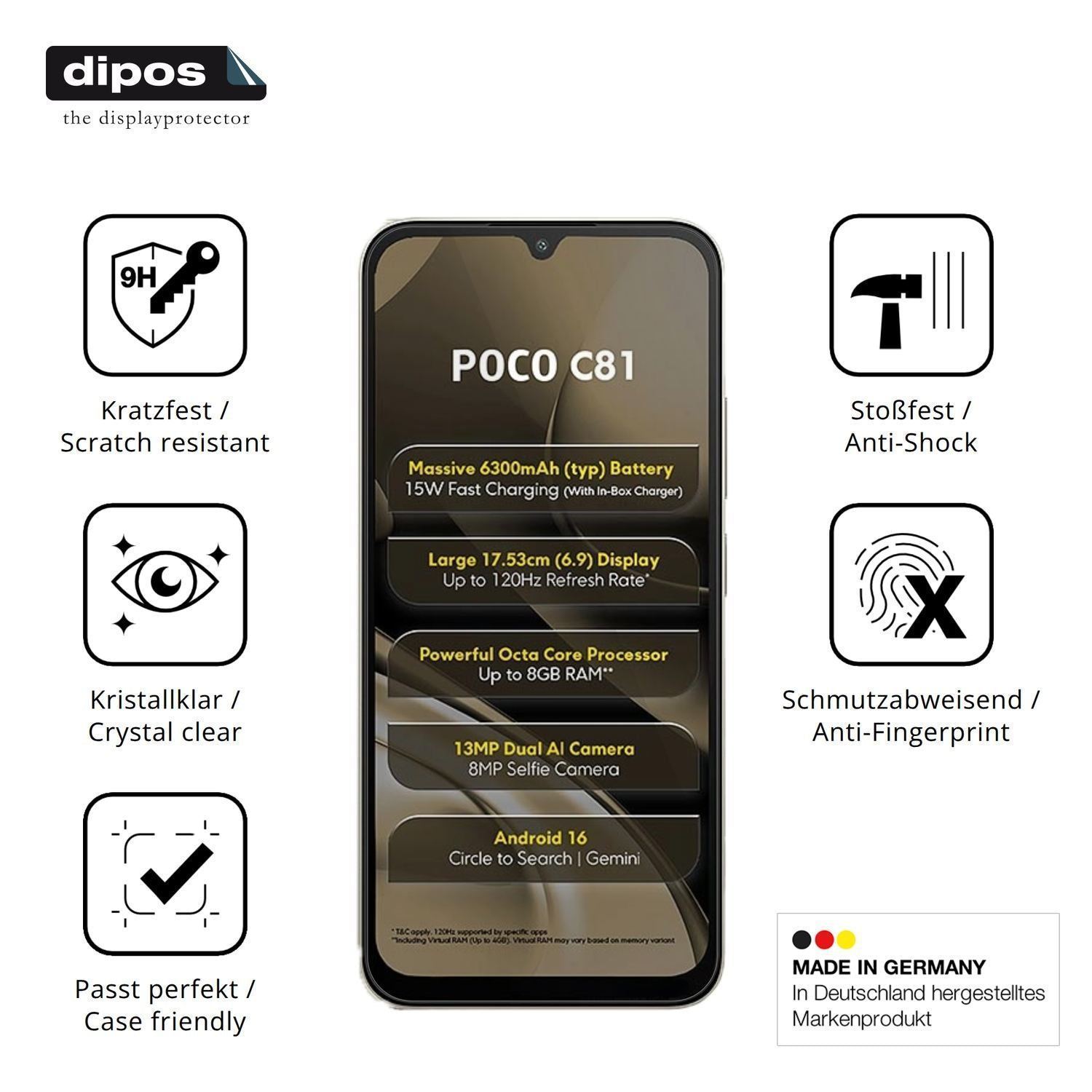 2x 9H Schutzfolie für Xiaomi Poco C81 Panzerfolie (7)