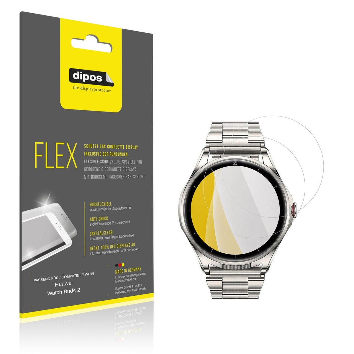 2x 3D Full Cover Schutzfolie für Huawei Watch Buds (1)