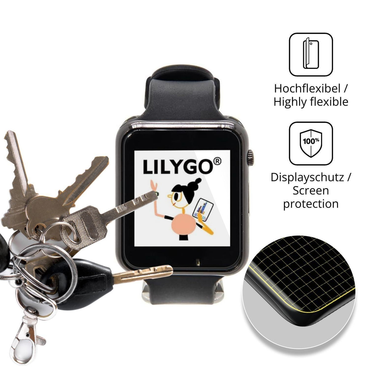 2x 3D Full Cover Schutzfolie für LILYGO T-Watch S3 (3)