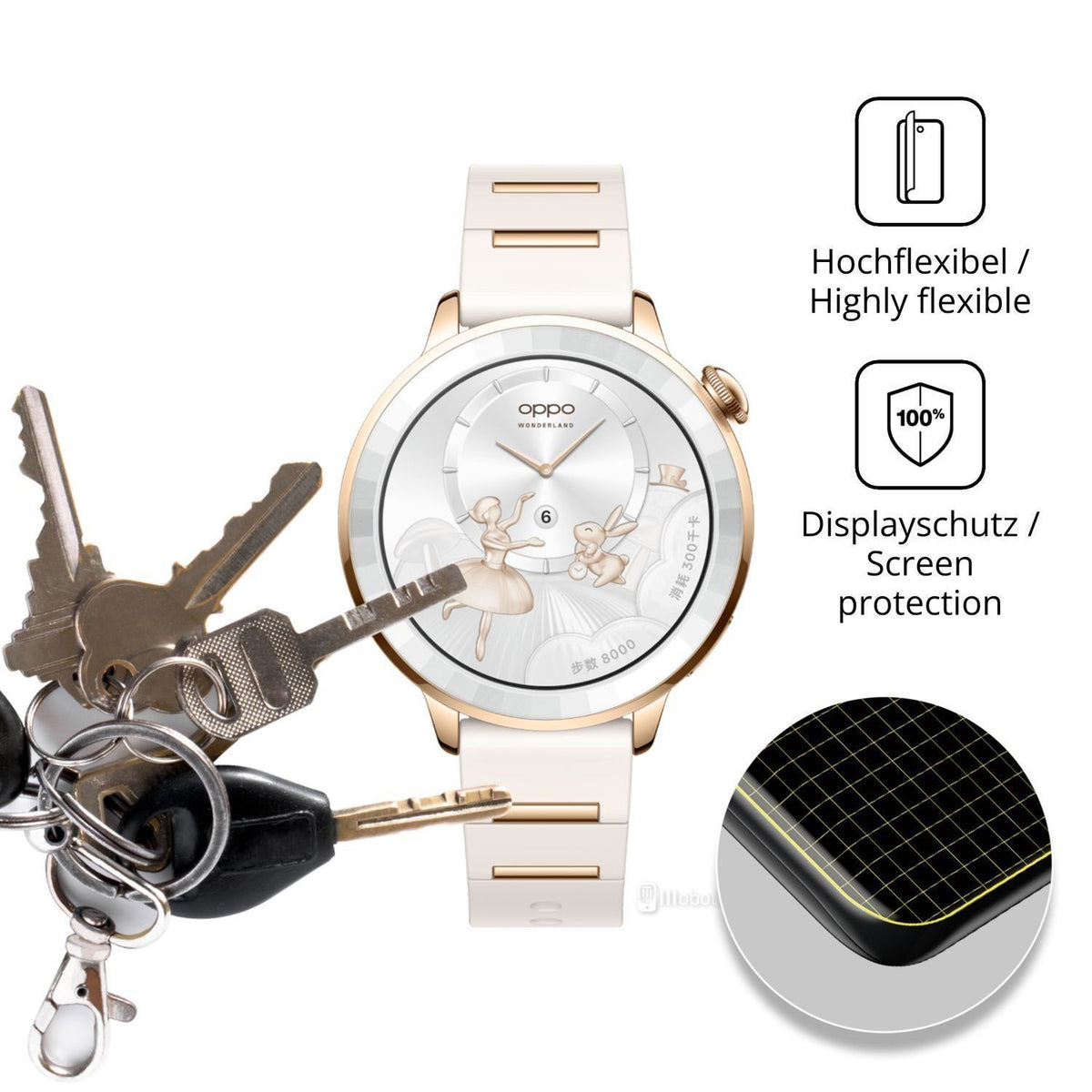 2x Full Cover Schutzfolie matt für Oppo Watch X3 M (3)