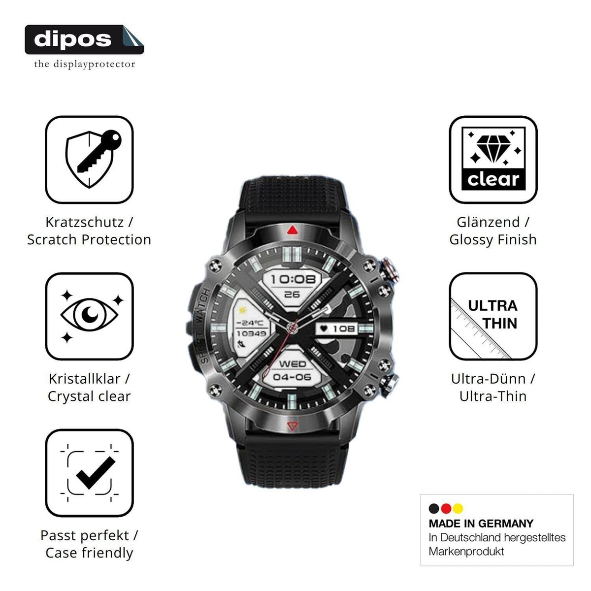 6x Schutzfolie klar für Mdawnpeaks KR10 Display-Sc (7)