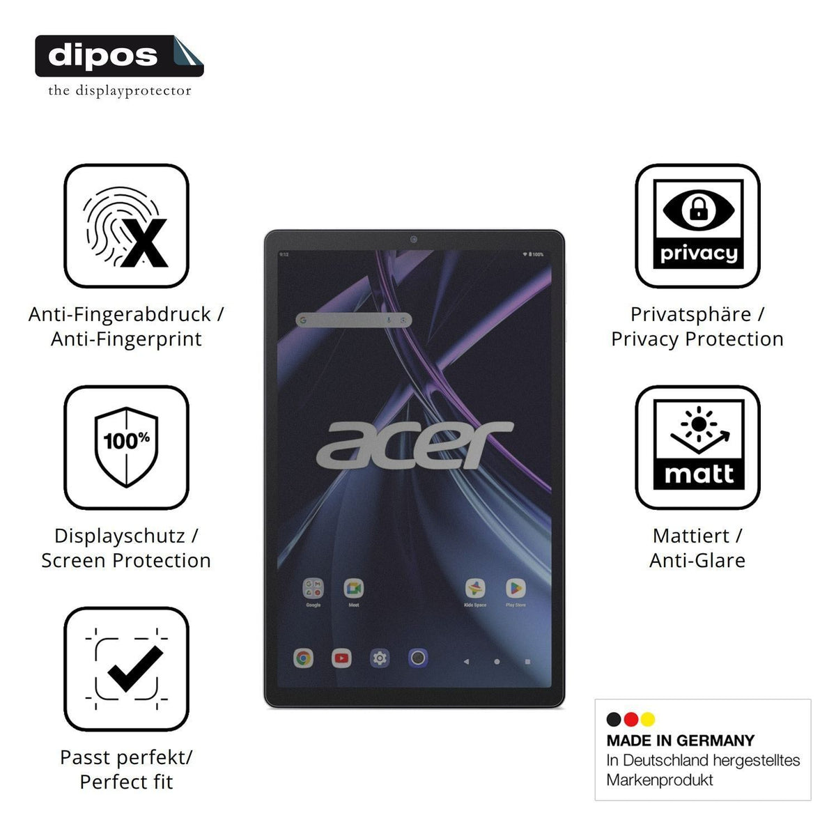 Blickschutzfolie für Acer Iconia Tab A11 matt Schu (5)
