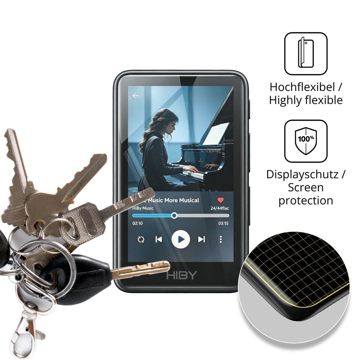 2x Full Cover Schutzfolie matt für HiBy R1 MP3-Pla (3)