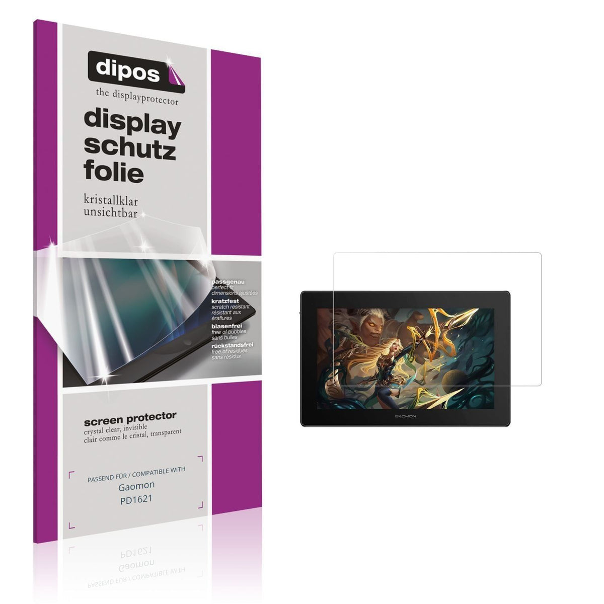 2x Schutzfolie klar für Gaomon PD1621 Display-Schu (1)