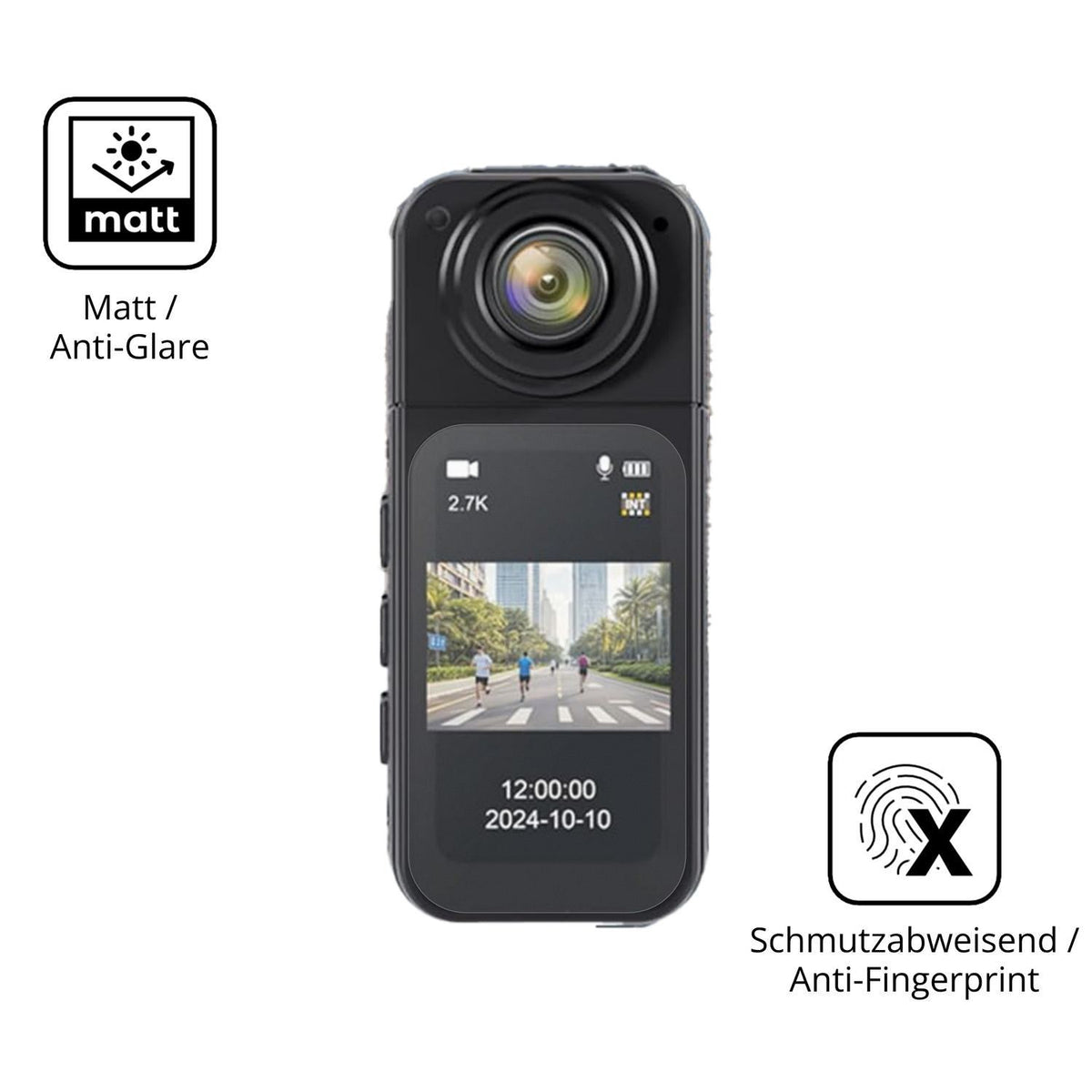 2x 9H Schutzfolie matt für LIROPAU Action Cam Panz (5)