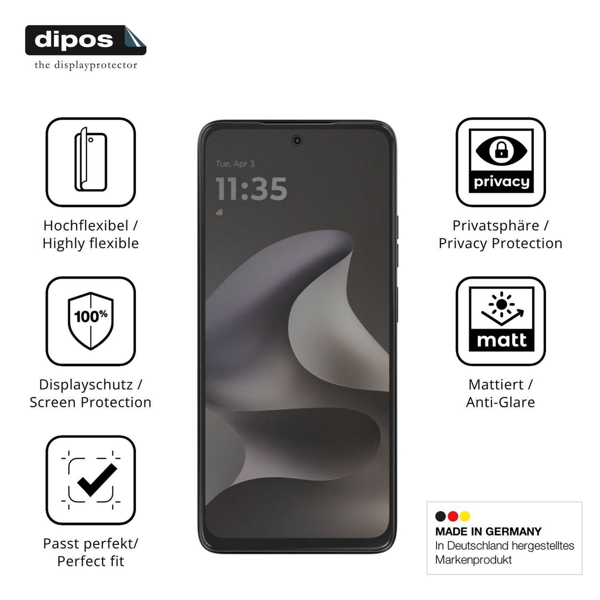 Full Cover Privacy Blickschutzfolie für Motorola M (5)
