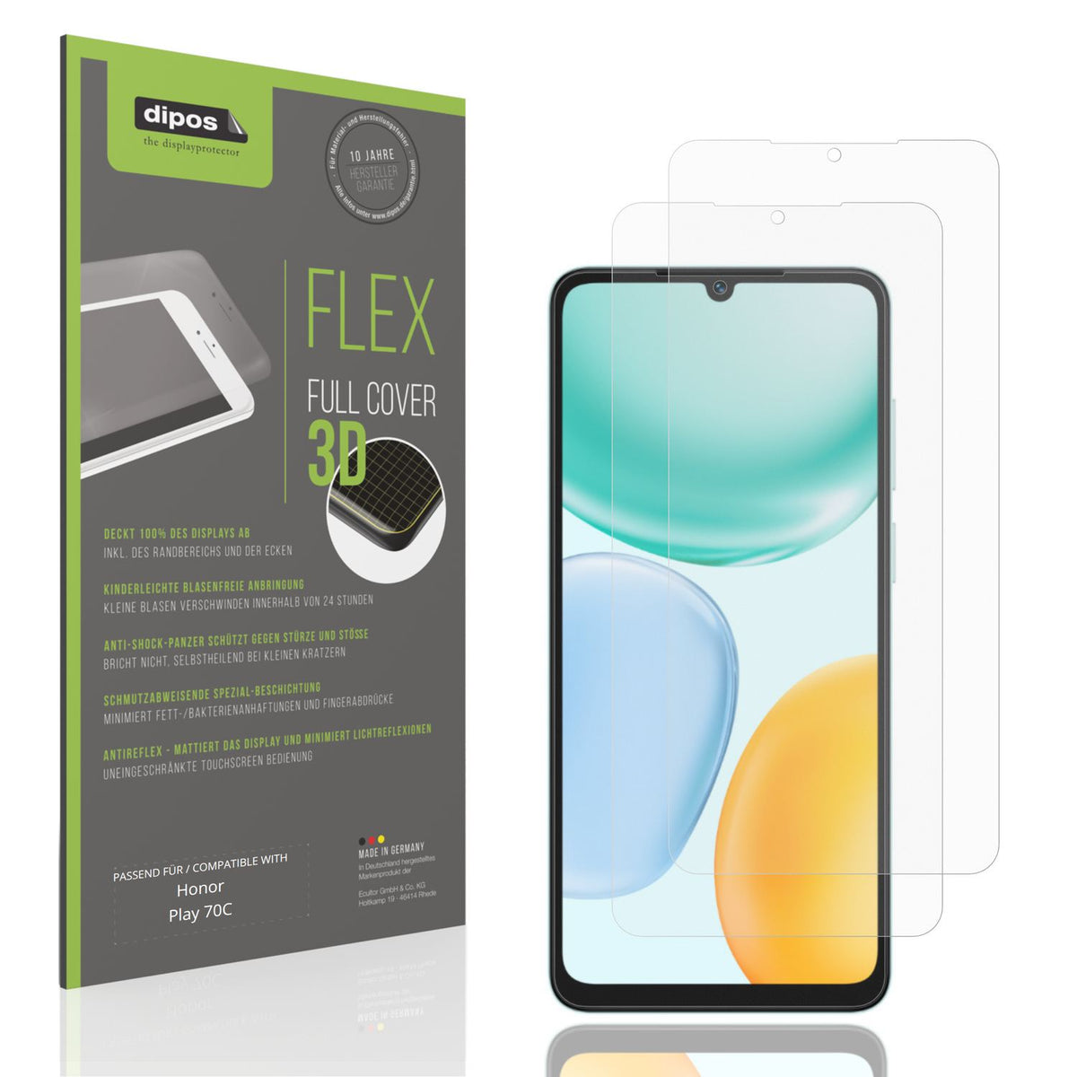 2x Full Cover Schutzfolie matt für Honor Play 70C (1)