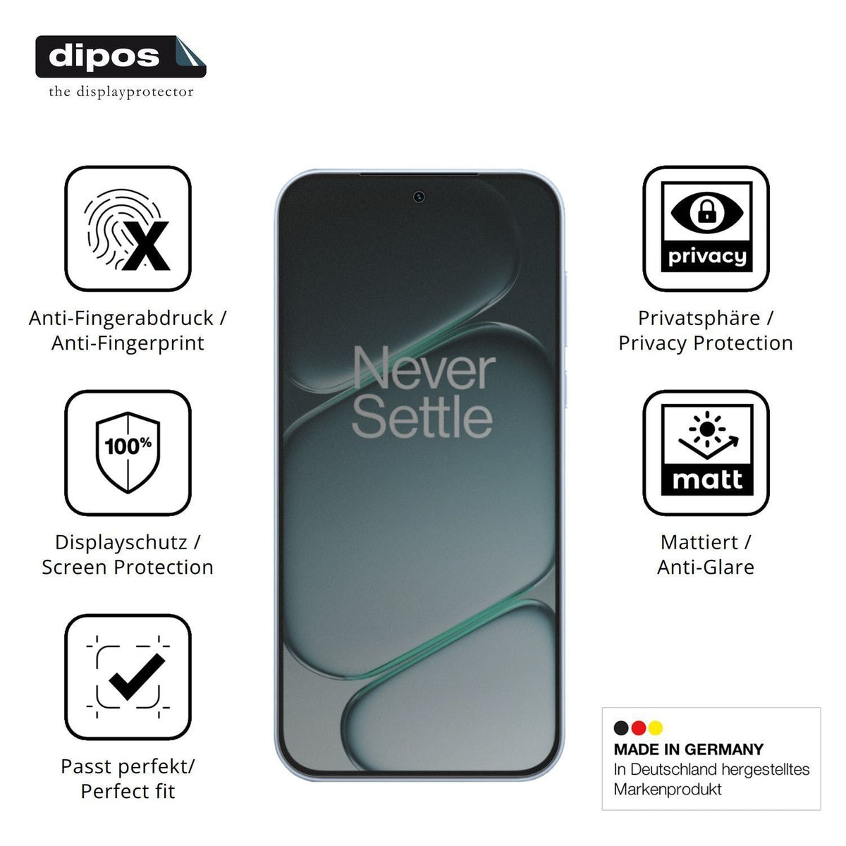 Blickschutzfolie für OnePlus Nord CE6 matt Schutzf (5)