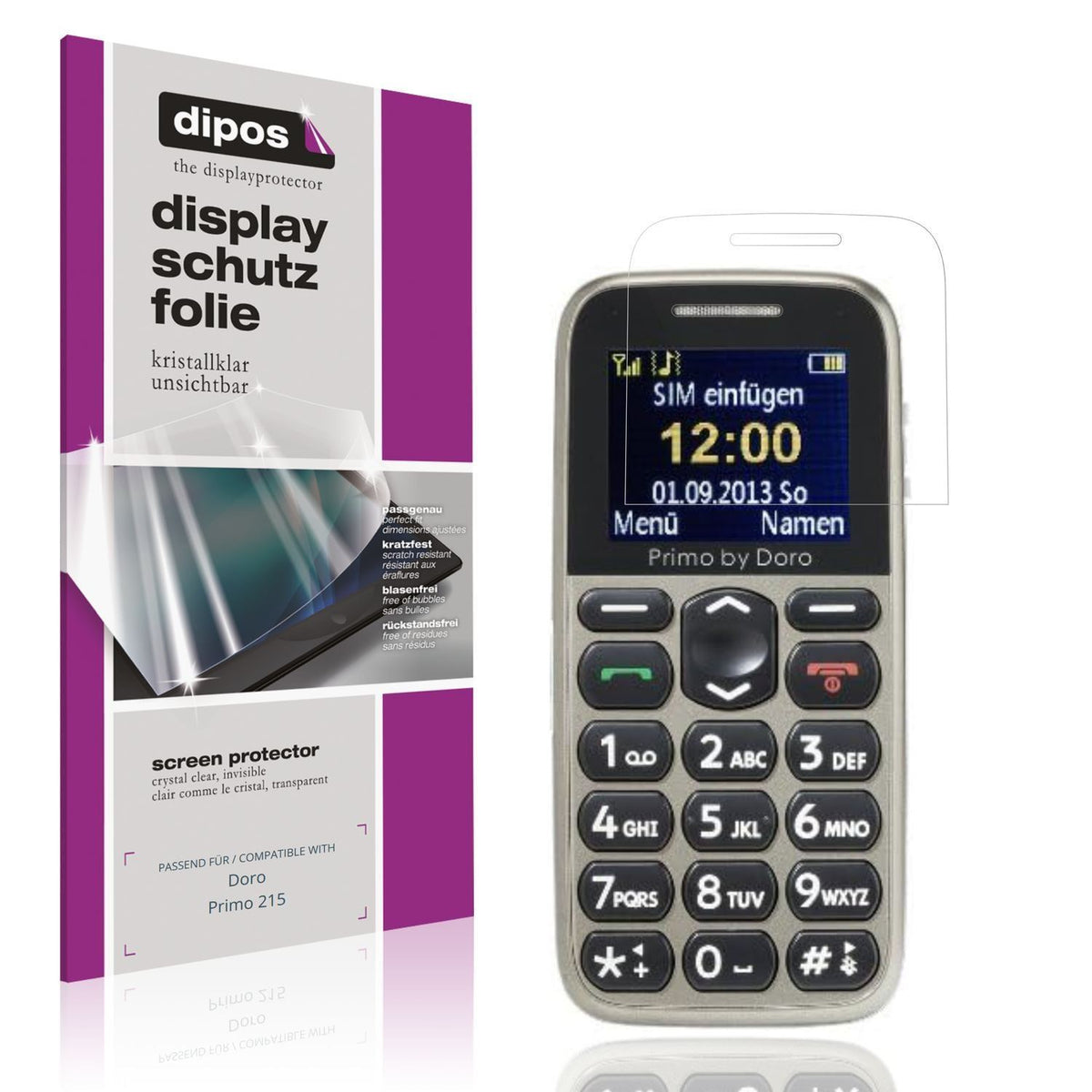 4x Schutzfolie klar für Doro Primo 215 Display-Sch (1)